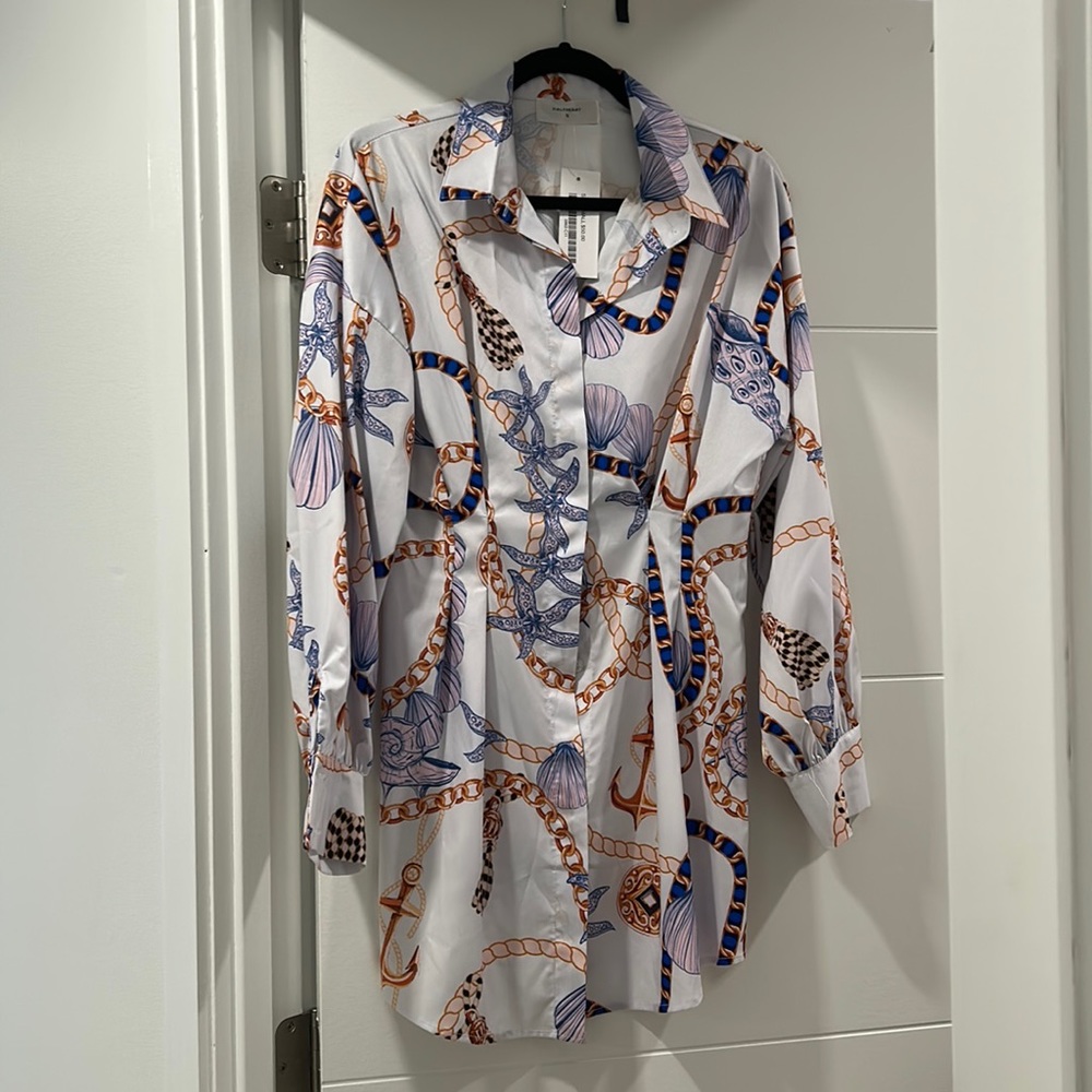 Nautical short silk dress